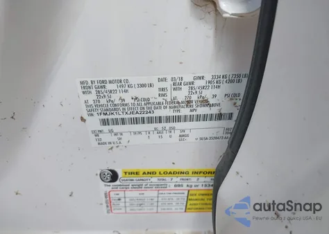 2018 Ford Expedition Max Platinum из США, поврежденный, VIN 1FMJK1LTXJEA22243